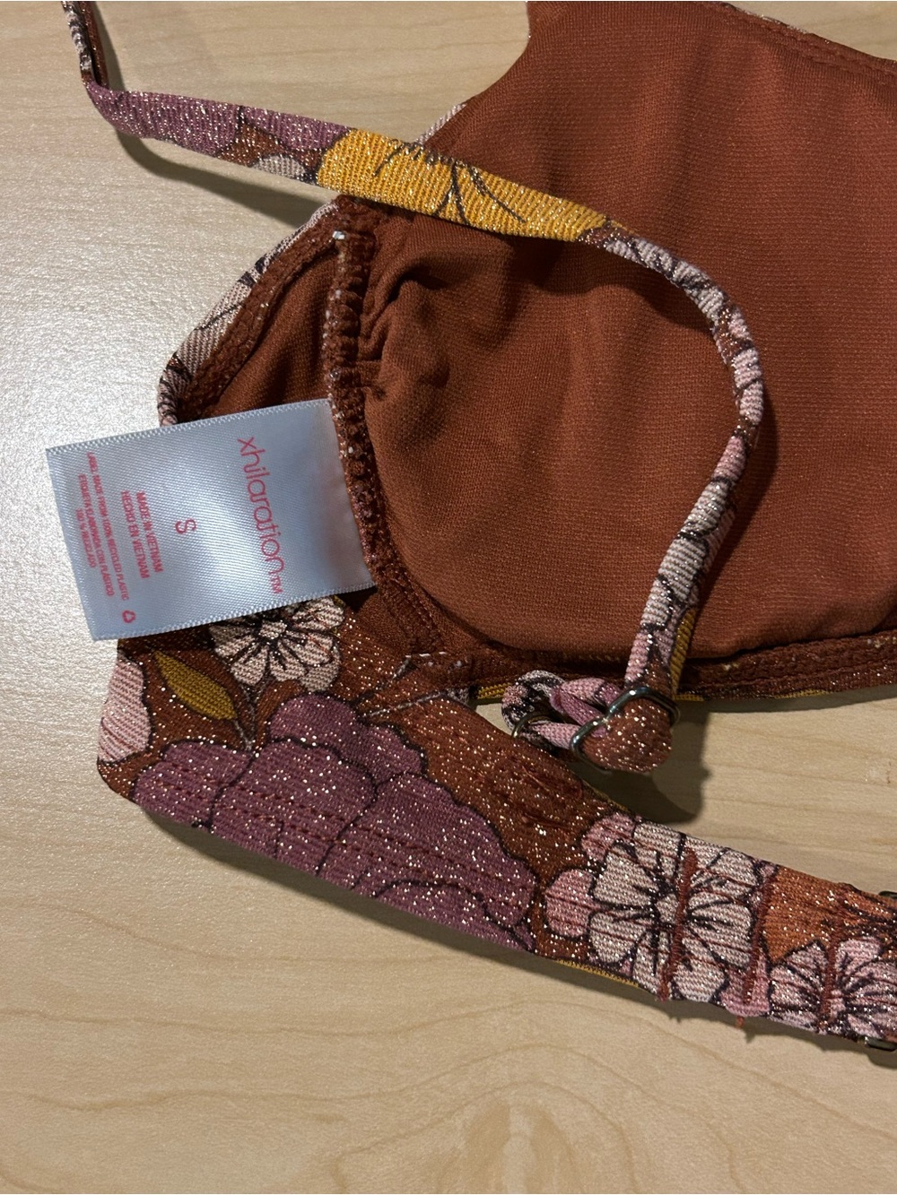 Xhilaration Floral Two-Piece Bikini in Rust, Pale Pink, Yellow - Picture 8 of 11